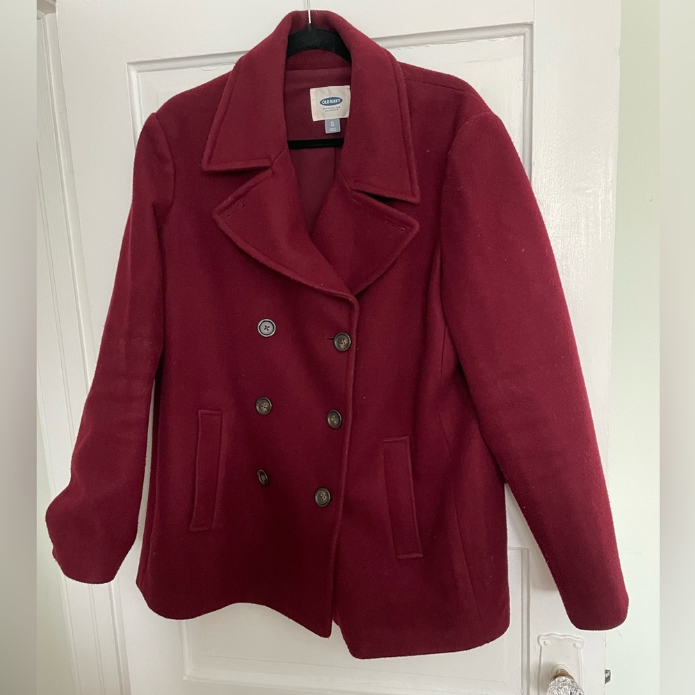 Burgundy old navy button up jacket for winter